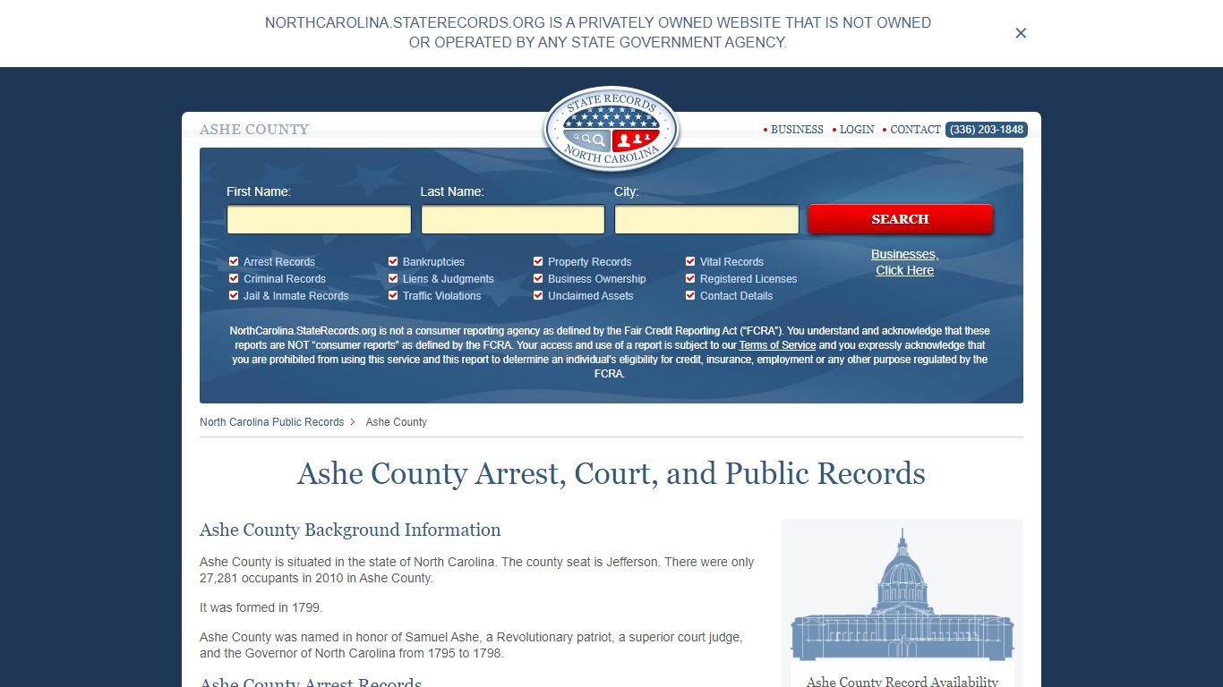 Ashe County Arrest, Court, and Public Records