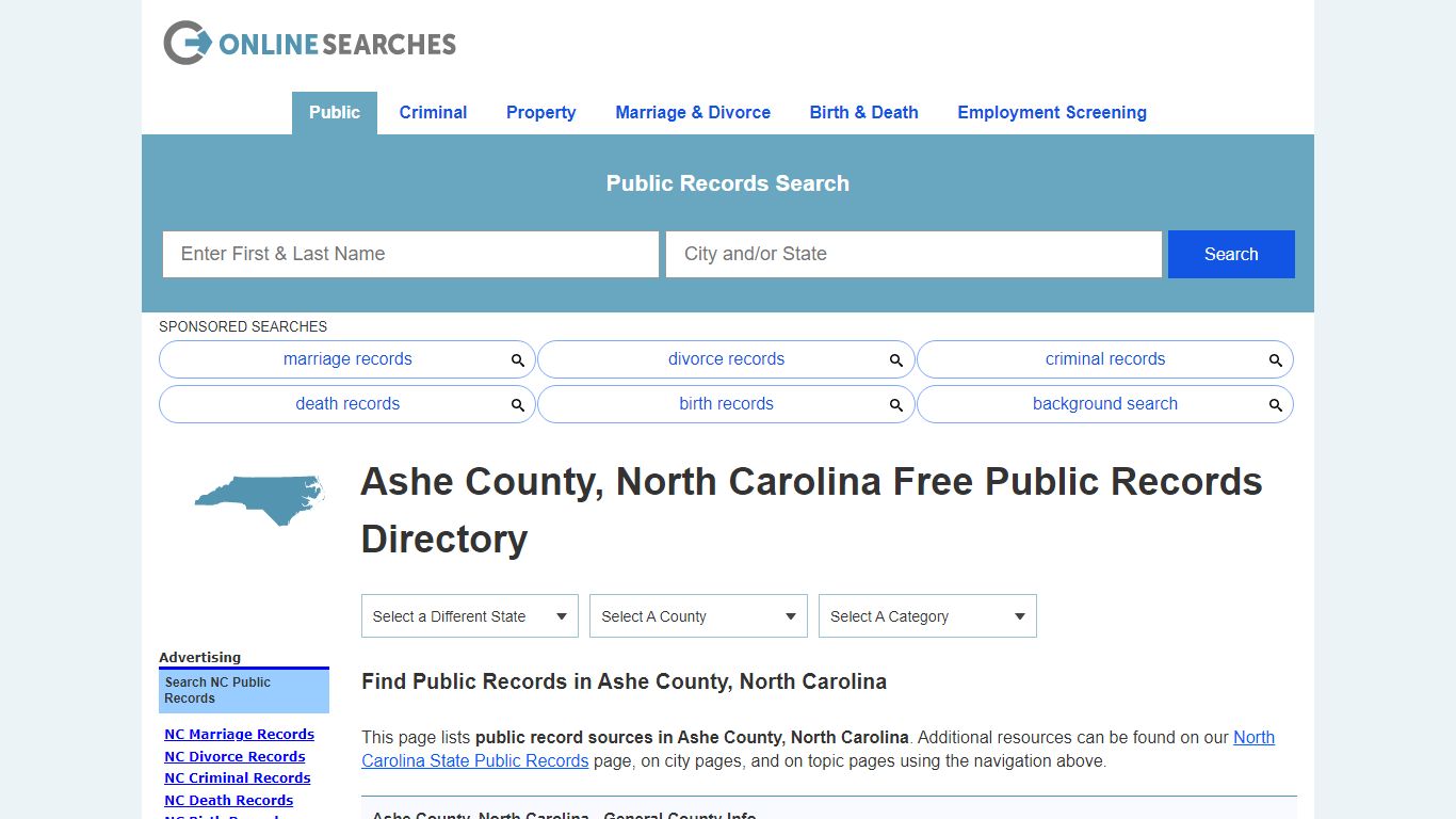 Ashe County, North Carolina Public Records Directory