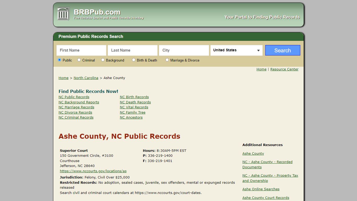 Ashe County Public Records | Search North Carolina Government Databases