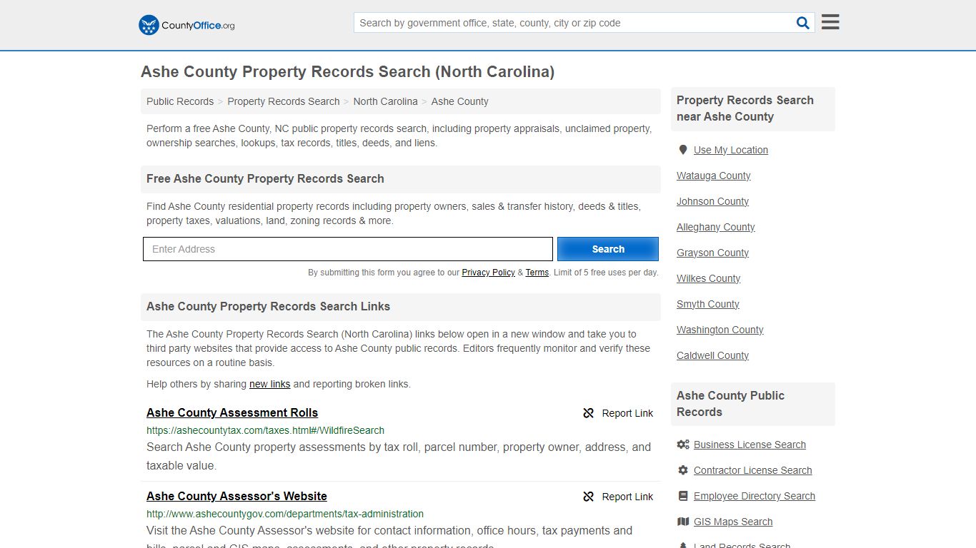 Ashe County Property Records Search (North Carolina) - County Office